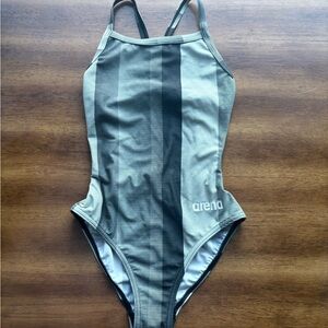 Arena Women's One-Piece Swimsuit - Black and Gray Stripes